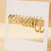 Retro Inlaid Pearl Set Of 5 Creative Simple Acrylic Twist Circle Earrings sku image 6