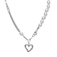 Mode Hohle Herzförmige Perle Schlüsselbeinkette Legierungshalskette sku image 4