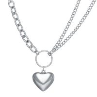 Fashion Simple Heart-shaped Pendant Necklace Double-layer Clavicle Chain sku image 4