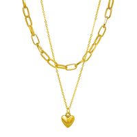 Fashion Simple Heart-shaped Pendant Necklace Double-layer Clavicle Chain sku image 1