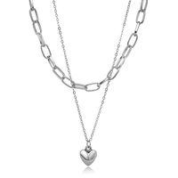 Fashion Simple Heart-shaped Pendant Necklace Double-layer Clavicle Chain sku image 2