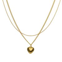 Fashion Simple Heart-shaped Pendant Necklace Double-layer Clavicle Chain sku image 3