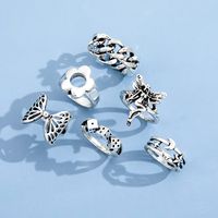 Punk Gothic Style Dice Star Moon Flower Angel Butterfly Ring 6-piece Set main image 5