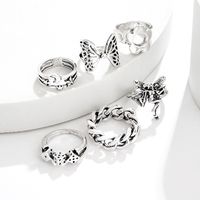 Punk Gothic Style Dice Star Moon Flower Angel Butterfly Ring 6-piece Set main image 7