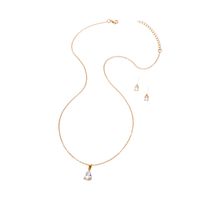 Simple Niche Design Jewelry Water Drop Shape Zircon Pendant Element Necklace One Earring Pair Set 3pcs main image 1