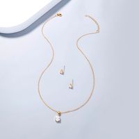 Simple Niche Design Jewelry Water Drop Shape Zircon Pendant Element Necklace One Earring Pair Set 3pcs main image 3