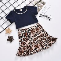 Children's Suit Summer Short-sleeved Leopard Skirt Set Two-piece main image 3