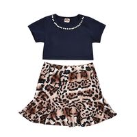 Children's Suit Summer Short-sleeved Leopard Skirt Set Two-piece main image 9