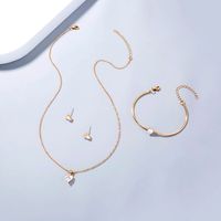 Fashion And Popular Jewelry Heart-shaped Zircon Pendant Element Necklace A Pair Of Earrings A Pair Of Bracelets A Set 4pcs main image 3