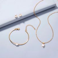 Fashion And Popular Jewelry Heart-shaped Zircon Pendant Element Necklace A Pair Of Earrings A Pair Of Bracelets A Set 4pcs main image 5