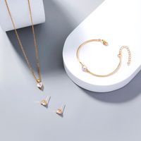 Fashion And Popular Jewelry Heart-shaped Zircon Pendant Element Necklace A Pair Of Earrings A Pair Of Bracelets A Set 4pcs main image 6