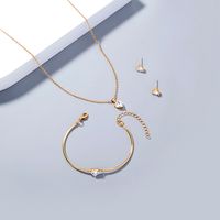 Fashion And Popular Jewelry Heart-shaped Zircon Pendant Element Necklace A Pair Of Earrings A Pair Of Bracelets A Set 4pcs main image 7