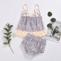 Baby Girl Cotton Leopard Print Shorts Triangle Suspenders Half Skirt Two-piece main image 4