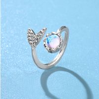 Korean Version Of The Niche Design Fashion Temperament Cute Wild Ins Wind Glass Diamond Fishtail Ring sku image 1