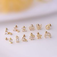 Ear Cartilage Rings & Studs Fashion Crown 316 Stainless Steel  Copper Plating main image 4