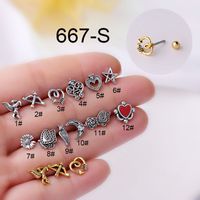 Ear Cartilage Rings & Studs Retro Flower 316 Stainless Steel  Copper Plating main image 3
