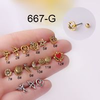 Ear Cartilage Rings & Studs Retro Flower 316 Stainless Steel  Copper Plating main image 4