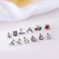 Ear Cartilage Rings & Studs Retro Flower 316 Stainless Steel  Copper Plating main image 6