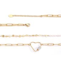 Simple Heart Shaped Full Rhinestone Titanium Steel Necklace Wholesale main image 4