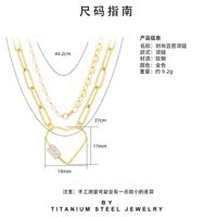Simple Heart Shaped Full Rhinestone Titanium Steel Necklace Wholesale main image 5