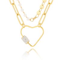 Simple Heart Shaped Full Rhinestone Titanium Steel Necklace Wholesale main image 6