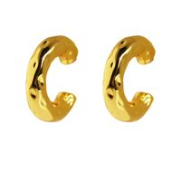 Copper Gold-plated Concave Convex Surface Simple Thick Semicircle C-shaped Earrings main image 6