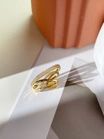Retro 18k Real Gold Inlaid Zircon Gold Geometric Copper Ear Bone Clip Wholesale main image 1