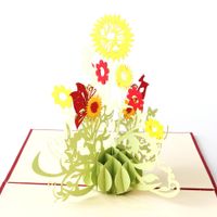 Fleur De Soleil Créative En Trois Dimensions Papier Fait Main Sculpture Carte De Remerciement Creuse main image 3