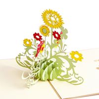Fleur De Soleil Créative En Trois Dimensions Papier Fait Main Sculpture Carte De Remerciement Creuse main image 4