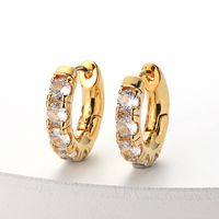 Boucles D&#39;oreilles Créoles Géométriques En Cuivre Avec Zircon Incrusté Simples En Gros main image 1