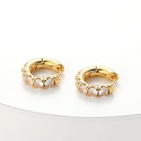 Simple Inlaid Zircon Geometric Copper Hoop Earrings Wholesale main image 5