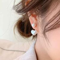 Creative Simple Retro Heart Shaped Pearl Alloy Earrings main image 1