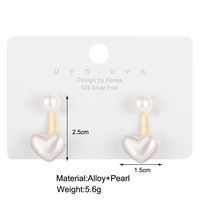 Creative Simple Retro Heart Shaped Pearl Alloy Earrings main image 3
