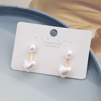 Creative Simple Retro Heart Shaped Pearl Alloy Earrings main image 4