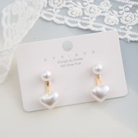 Creative Simple Retro Heart Shaped Pearl Alloy Earrings main image 5