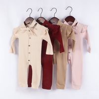 Fashion New Pit Strip Baby Solid Color Round Neck Button Romper main image 1