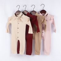 Fashion New Pit Strip Baby Solid Color Round Neck Button Romper main image 2