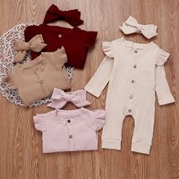 Fashion New Pit Strip Baby Solid Color Round Neck Button Romper main image 5