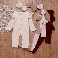 Fashion New Pit Strip Baby Solid Color Round Neck Button Romper main image 4