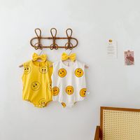 Baby Sleeveless Cute Smiley Loose Casual One-piece Thin Full Printed Romper main image 1