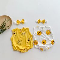 Baby Sleeveless Cute Smiley Loose Casual One-piece Thin Full Printed Romper main image 5