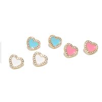 Simple Drop Oil Multi-color Heart-shaped Copper Stud Earrings Wholesale main image 1