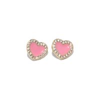 Simple Drop Oil Multi-color Heart-shaped Copper Stud Earrings Wholesale main image 4