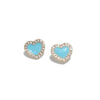 Simple Drop Oil Multi-color Heart-shaped Copper Stud Earrings Wholesale main image 5