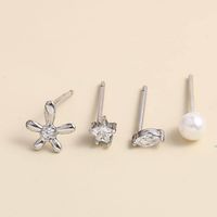 Simple Classic 925 Silver Pearl Zircon Stud Earrings main image 3