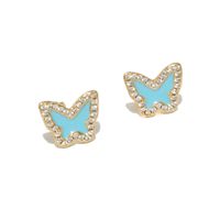 Fashion Copper Inlaid Zircon Butterfly Copper Earrings Wholesale main image 5