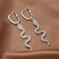 Fashion Exaggerated Rhinestone Snake-shaped Long Copper Earrings Wholesale main image 1