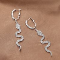 Fashion Exaggerated Rhinestone Snake-shaped Long Copper Earrings Wholesale main image 4