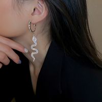 Fashion Exaggerated Rhinestone Snake-shaped Long Copper Earrings Wholesale main image 5