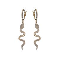 Fashion Exaggerated Rhinestone Snake-shaped Long Copper Earrings Wholesale main image 6